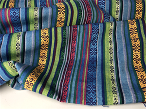 Fastvævet - inka striber i grønne og blå toner